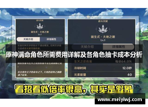 原神满命角色所需费用详解及各角色抽卡成本分析